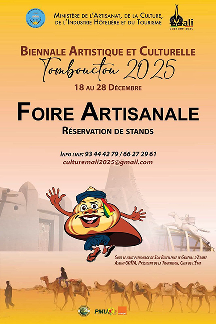 Biennale artistique et culturelle, Tombouctou 2025: Réservations de stands pour la Foire Artisanale